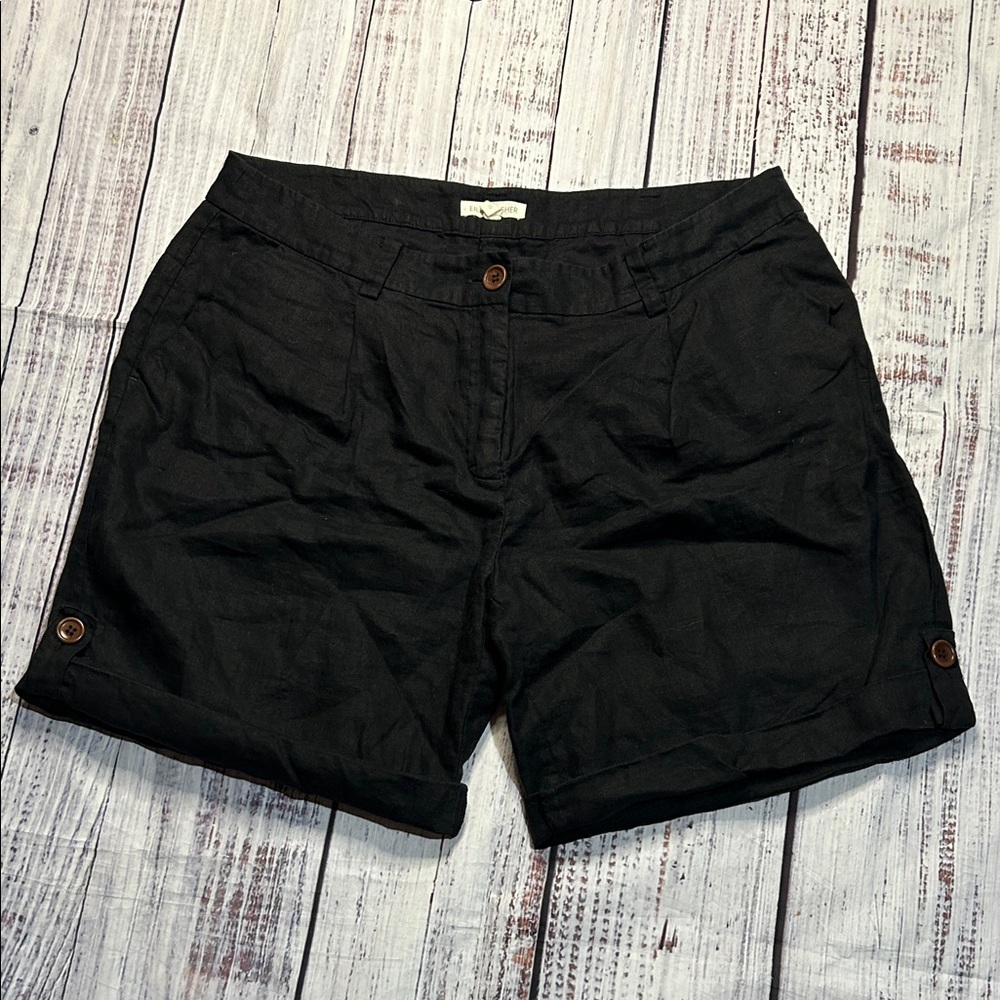 Eileen Fisher Black Women's Short Organic Linen  Size 10